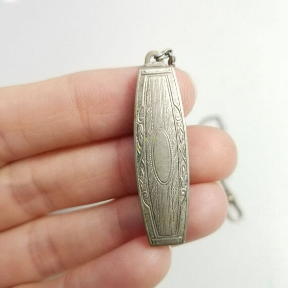 Vintage Watch Chain and Dog Clip, Silver Tone Metal, Estate - Picture 3 of 6